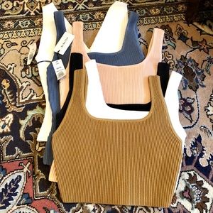 NWOT Honey Brown Sculpt Knit Crop Tank Top Babaton